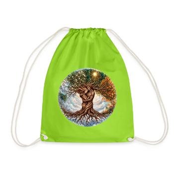 Circle Of Life - Drawstring Bag - neon green - Front