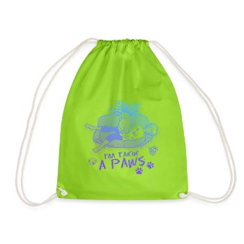 I'm taking a Paws - Cat making biscuits - Drawstring Bag - neon green - Front