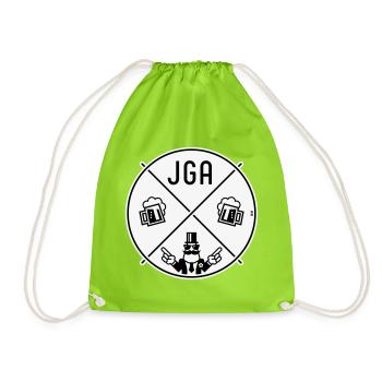 Bachelor Party Groom Hand Signal Beer Circle Symbol NEG 2C - Drawstring Bag - neon green - Front