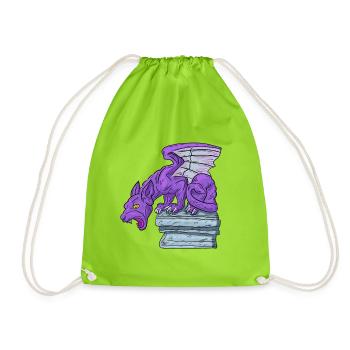 Purple Gargoyille - Drawstring Bag - neon green - Front