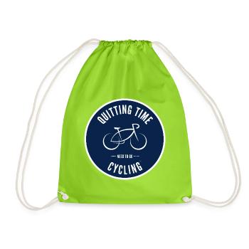 Quitting Time - need to go Cycling Emblem - Drawstring Bag - neon green - Front