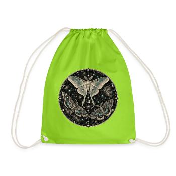 Cosmic butterflies in a mandala - Drawstring Bag - neon green - Front