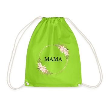 Gold Ring Floral Frame Pink - Drawstring Bag - neon green - Front