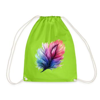 Prismatic Feather Gradient - Drawstring Bag - neon green - Front