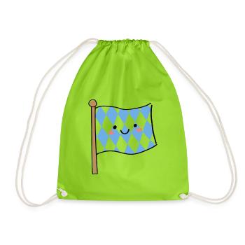 Cute Bavaria Flag Kawaii - Drawstring Bag - neon green - Front