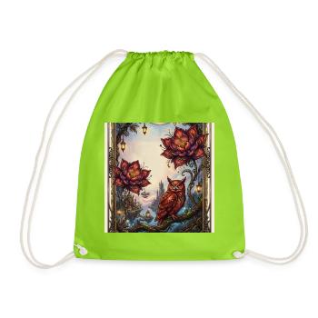 Chouette fleurie et chouette à vapeur - Sac de sport léger - vert néon - Devant