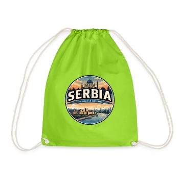 Insigne rétro de la forteresse de Belgrade en Serbie - Sac de sport léger - vert néon - Devant