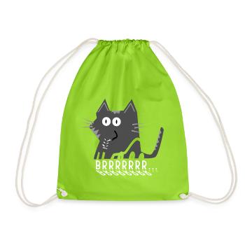 Bruit de fredonnement de dessin animé de chat gris - Sac de sport léger - vert néon - Devant