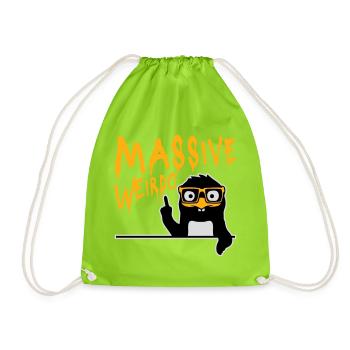 Massive weirdo Komischer Weirdo Pinguin Nerd Geek - Turnbeutel - Neongrün - Vorne