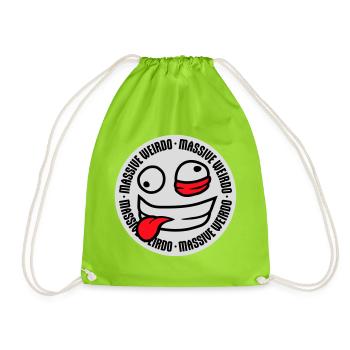 Massive weirdo Komischer Weirdo Lustig Spruch Logo - Turnbeutel - Neongrün - Vorne