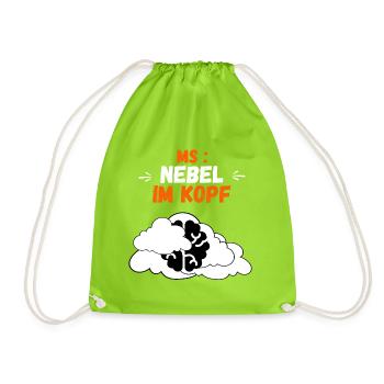 MS Nebel im Kopf – Brain Fog & Multiple Sklerose - Turnbeutel - Neongrün - Vorne
