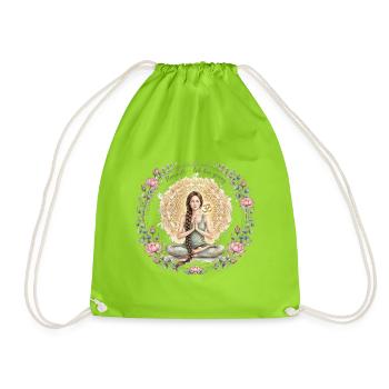 Namaste Ich Bin Genug - Yoga Lotus Om Mandala Boho - Turnbeutel - Neongrün - Vorne