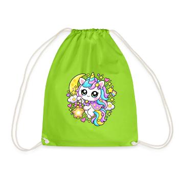 Astral Kawaii Pastell-Einhorn - Turnbeutel - Neongrün - Vorne