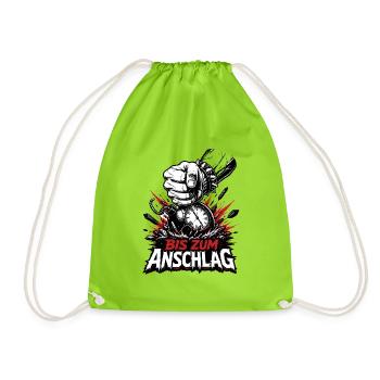 Bis zum Anschlag Thrash Metal Faust Design - Turnbeutel - Neongrün - Vorne