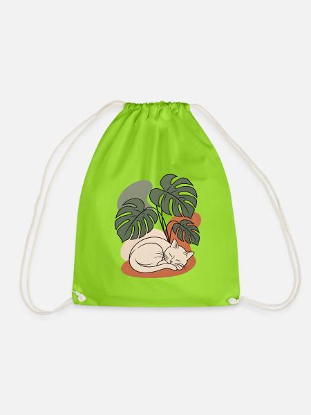 Boho-Schlafkatze Monstera-Pflanze - Turnbeutel - Neongrün