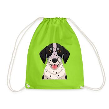 Braque d’Auvergne Jagdhund (Nah/Porträt) - Turnbeutel - Neongrün - Vorne