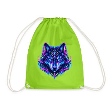 Leuchtender Neon Wolf - Turnbeutel - Neongrün - Vorne