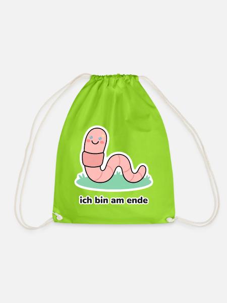 ich bin am ende – Wurm Meme - Turnbeutel - Neongrün