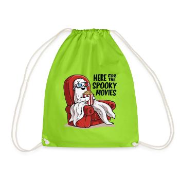 Popcorn Ghost: Spooky Movie Night - Turnbeutel - Neongrün - Vorne