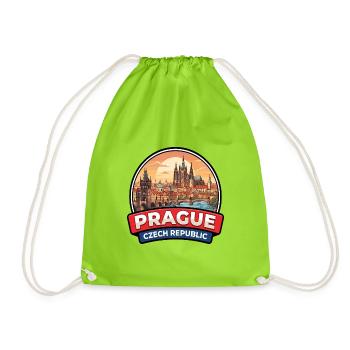 Prag, Tschechische Republik Reiseabzeichen Schlossgeschenk - Turnbeutel - Neongrün - Vorne