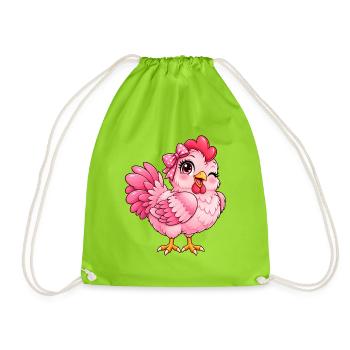 Kawaii Pink Hen - Turnbeutel - Neongrün - Vorne