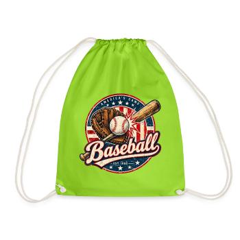 Vintage Baseball Flag - Turnbeutel - Neongrün - Vorne