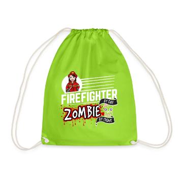 Firefighter by day Zombie by night - Feuerwehrfrau - Turnbeutel - Neongrün - Vorne