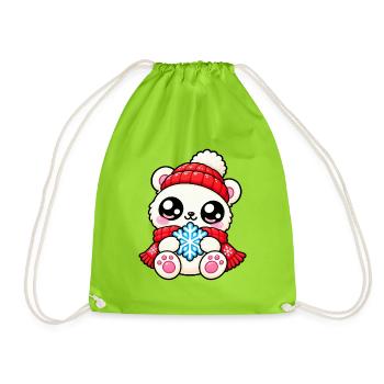 Winterpanda Rotherz-Schneeflocke - Turnbeutel - Neongrün - Vorne