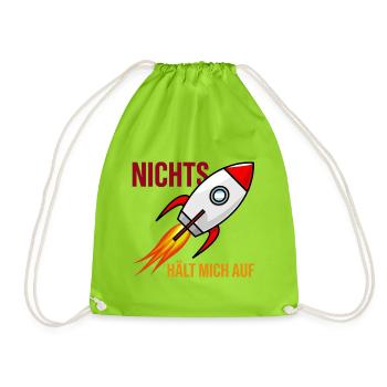 Nichts Hält Mich Auf Raketenmotiv - Turnbeutel - Neongrün - Vorne