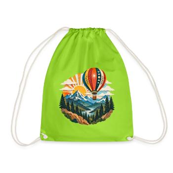 Himmelsballon über Bergwelt - Turnbeutel - Neongrün - Vorne