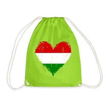 Ungarn Flagge Herz used - Turnbeutel - Neongrün - Vorne