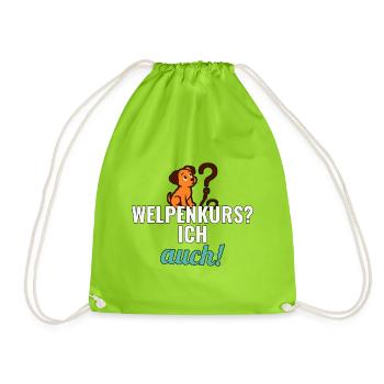 Geschenk zum Welpenkurs für neue Hundebesitzer - Turnbeutel - Neongrün - Vorne