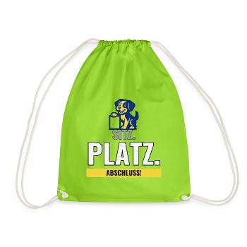 Geschenk zum Welpenschul-Abschluss mit Hund - Turnbeutel - Neongrün - Vorne
