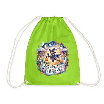 Magische Nacht Oktober Hexe und Geister - Turnbeutel - Neongrün - Vorne