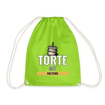 Geschenk für Hobbybäcker mit ihrem ersten Festtags - Turnbeutel - Neongrün - Vorne