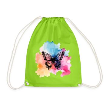 Bunter Schmetterling - Turnbeutel - Neongrün - Vorne