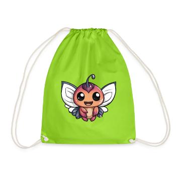 Flügel Würmchen Kinder Kawaii - Turnbeutel - Neongrün - Vorne