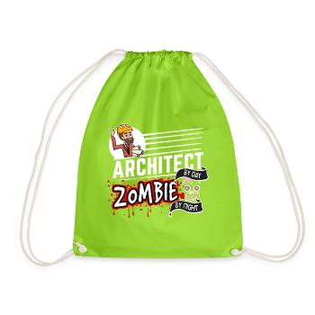 Architect by day Zombie by night - Architekt - Turnbeutel - Neongrün - Vorne