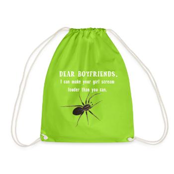 Dear Boyfriends - Spinne lässt Freundin schreien - Turnbeutel - Neongrün - Vorne