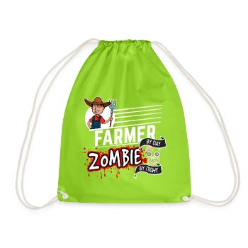 Farmer by day Zombie by night - Bauer - Turnbeutel - Neongrün - Vorne