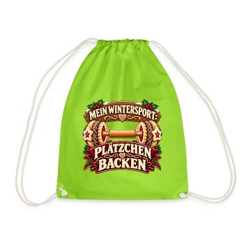 Mein Wintersport: Plätzchen backen - Turnbeutel - Neongrün - Vorne
