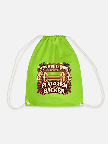 Mein Wintersport: Plätzchen backen - Turnbeutel - Neongrün