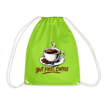 Aber der erste Kaffee Klassischer Espresso-Becher - Turnbeutel - Neongrün - Vorne