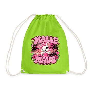 Malle Maus – Mallorca Party & Urlaub - Turnbeutel - Neongrün - Vorne