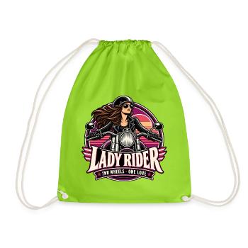 Lady Rider Motorradheldin - Turnbeutel - Neongrün - Vorne