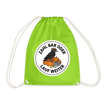 Hofladen Rabe Kürbis Vertrauenskasse T-Shirt - Turnbeutel - Neongrün - Vorne