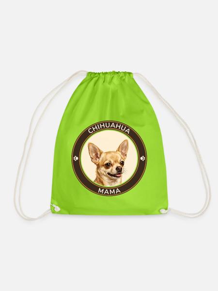 Chihuahua-Mama Porträt - Turnbeutel - Neongrün