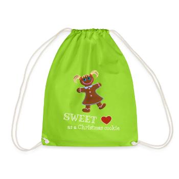 Sweet as a Christmas cookie - Lebkuchenmädchen - Turnbeutel - Neongrün - Vorne