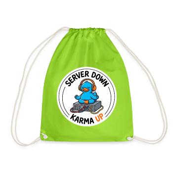 Server down Karma up IT Admin Gelassenheit T-Shirt - Turnbeutel - Neongrün - Vorne
