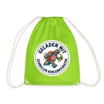 Marathon-Shirt Geladen mit Kohlenhydraten - Turnbeutel - Neongrün - Vorne